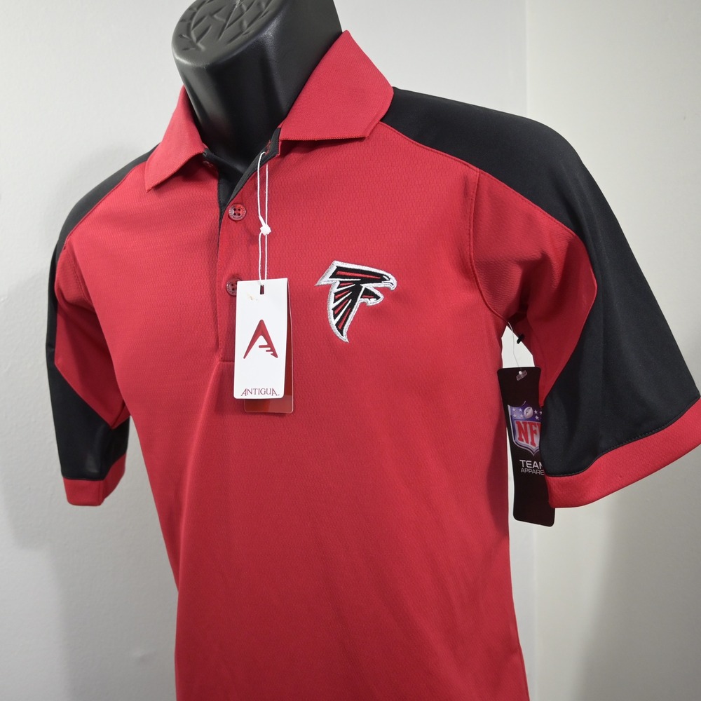Antigua NFL Atlanta Falcons Mens Small NEW Red Black Short Sleeve Polo Shirt